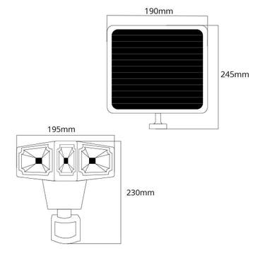 Solar LED breedstraler James III, Kunststof, Verzenden, Minder dan 50 watt, Overige typen