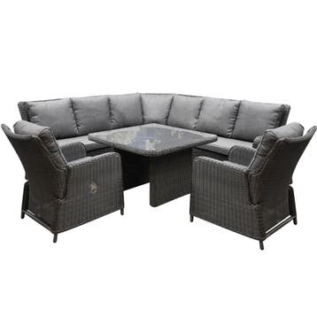 Bilbao Premium dining hoek loungeset 6 delig verstelbaar, Ophalen of Verzenden, Nieuw, Wicker