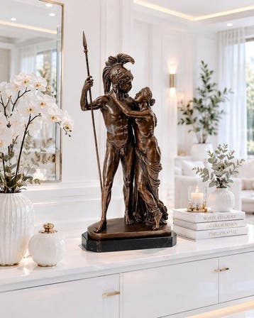 Beeld, Groot bronzen beeld van Mars met Venus - 69 cm -