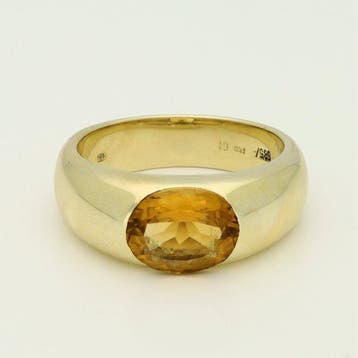 Ring - 14 karaat Geel goud - 1.74ct. tw. Citrien, Sieraden, Tassen en Uiterlijk, Ringen, Nieuw