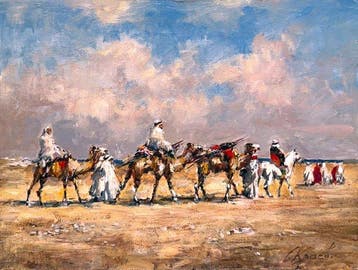 Mikhail Kraiev (1957) - Caravane dans le Désert - Soleil du, Antiek en Kunst
