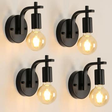 Set van 4 Zwarte Metalen Wandlampen E27 Industrieel, Verzenden, Nieuw