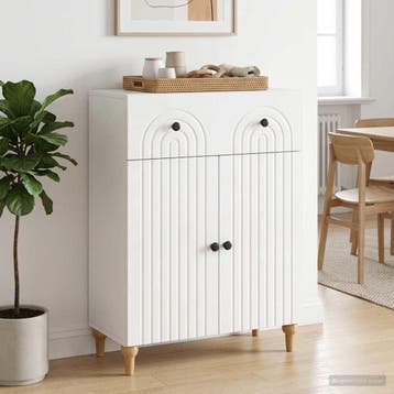 vidaXL Dressoir Hoogglans Wit 66 x 34,5 x 90 cm Bewerkt hout, Verzenden, Nieuw, Overige houtsoorten, Minder dan 50 cm