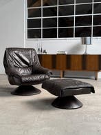 Fauteuil - Tulip draaistoel met hocker - Leder - draaistoel