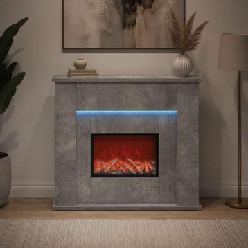 vidaXL Sfeerhaard met led-strip Beton 63 x 20 x 54,5 cm, Verzenden, Nieuw