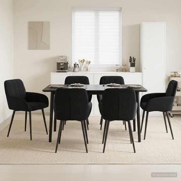 vidaXL Eettafelstoelen 6 st fluweel Zwart 56.5 x 50 x 85 cm, Verzenden, Nieuw, Zwart
