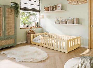 Kinderbed Vloerbed Owen - 80 x 160 - Naturel/hout, Kinderen en Baby's, Kinderkamer | Bedden, Verzenden, Nieuw, 160 tot 180 cm