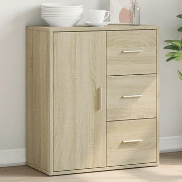 vidaXL Dressoir 60x31x70 cm bewerkt hout sonoma eikenkleurig, Verzenden, Nieuw, 50 tot 100 cm, 25 tot 50 cm
