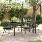 vidaXL Tuin eettafelset 5 pcs Zwart poly rattan, Tuin en Terras, Verzenden, Nieuw, Rotan, 5 zitplaatsen