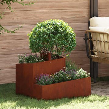 vidaXL Plantenbak Roestig 60 x 60 x 50 cm weervast staal, Tuin en Terras, Bloembakken en Plantenbakken, Verzenden, Nieuw, Metaal