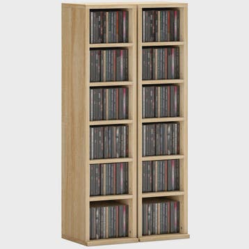 HOMCOM Set van 2 Houten Opbergkasten voor CD/DVD - Eiken Kle, Verzenden, Nieuw