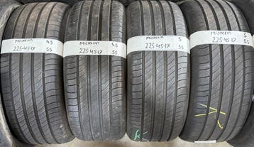 4x 225-45-17 Michelin Zomer 2x4.5mm+ 2x5mm €55 PST 225 45 17, Ophalen, Gebruikt, 17 inch, Band(en)