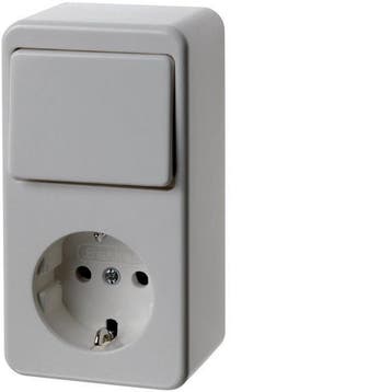 Hager Berker Combischakelaar Contactdoos Opbouw Glans, Verzenden, Nieuw, Overige typen