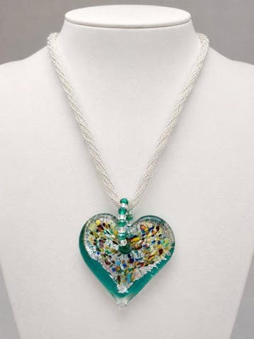 Murano-glas, Zilver - Ketting met hanger - Murano-glas
