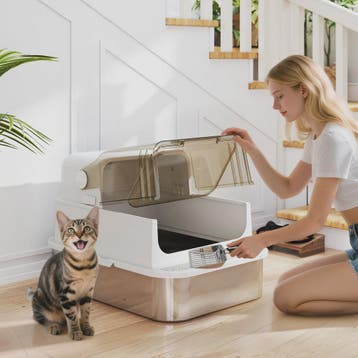 Gesloten Kattenbak met RVS Bodem - Ruim & Geurarm - Wit - 70, Dieren en Toebehoren, Verzenden, Nieuw