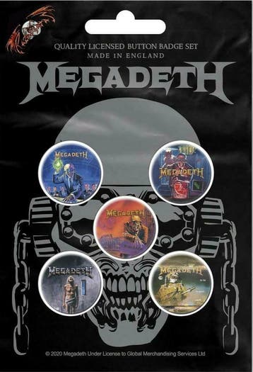 Megadeth button VIC Rattlehead 5-pack officiële merchandise, Verzamelen, Ophalen of Verzenden, Nieuw, Gebruiksvoorwerp