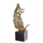 sculptuur, Exquisite Art Deco Bronze: Feather with Doves in, Antiek en Kunst