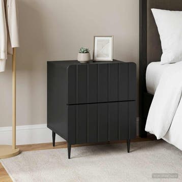 vidaXL Nachtkastje 2 pcs Zwart 43 x 34,5 x 49,5 cm Bewerkt, Minder dan 45 cm, Verzenden, Nieuw, Minder dan 55 cm