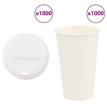 vidaXL Papieren koffiekopjes met deksel 1000 st 16oz 400 ml, Verzenden, Nieuw