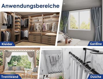 MEISENBERG Gordijnroede zonder boren 360-410 cm ZWART, Ophalen of Verzenden, Nieuw