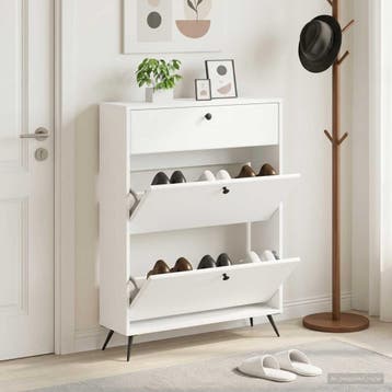 vidaXL Schoenenkast BREDA 78 x 24 x 103 cm Bewerkt hout Wit, Verzenden, Nieuw