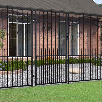 vidaXL Hekpoort met speerpunt zwart 103x175 cm gepoedercoat, Tuin en Terras, Verzenden, Nieuw