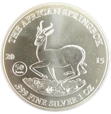 Gabon Springbok 1 oz 2015, Postzegels en Munten, Verzenden, Overige landen, Losse munt, Zilver