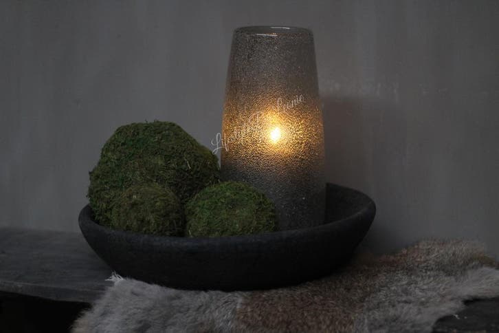 Vaas / windlicht Dew grey bubbels 27 cm, Huis en Inrichting, Woonaccessoires | Vazen, Nieuw, Ophalen of Verzenden