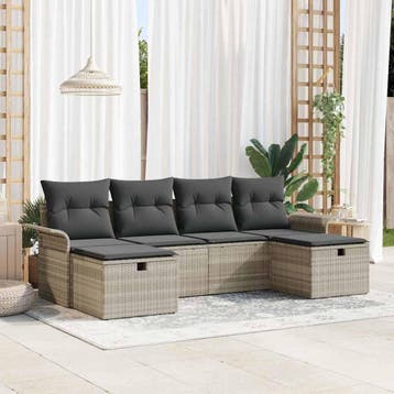 vidaXL Tuin Sofa Set 6 st Poly riet, Verzenden, Nieuw, 6 zitplaatsen