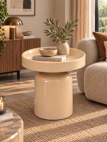 Beige - Bijzettafel - Metaal