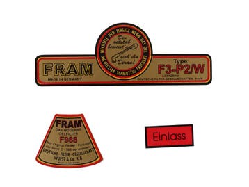 Fram oliefilter stickerset. Porsche 356 / 356A / 356B / 356C, Verzenden, Nieuw
