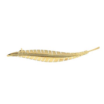 Gouden veer broche, Ophalen of Verzenden, Gebruikt, Overige kleuren, Goud