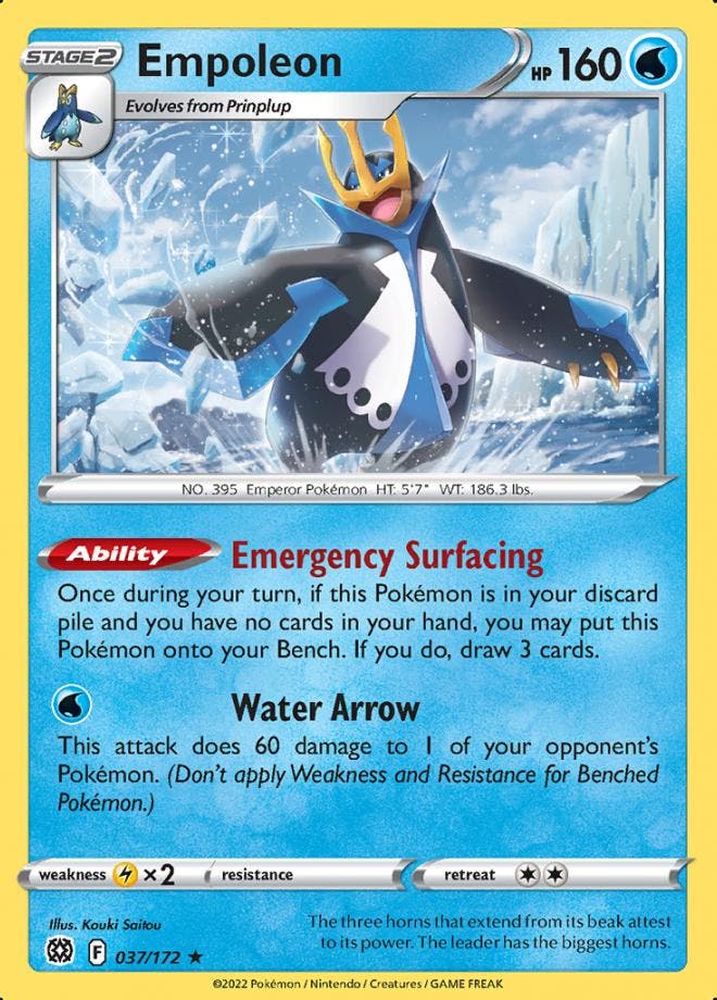 Empoleon 37/172 Holo Brilliant Stars, Hobby en Vrije tijd, Verzamelkaartspellen | Pokémon, Losse kaart, Nieuw, Foil, Ophalen of Verzenden