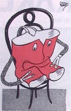 Rode broek met gezicht op spotprent (lijst optie, Lithos), Verzenden