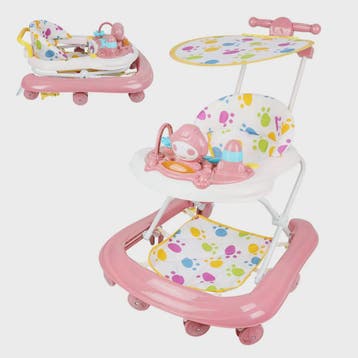 3-in-1 Opvouwbare Baby Walker met Zonnekap, Speelblad en 360, Verzenden, Nieuw