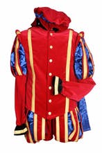 Piet Fluweel Met Cape Malaga Rood-Blauw - M, Verzenden, Nieuw