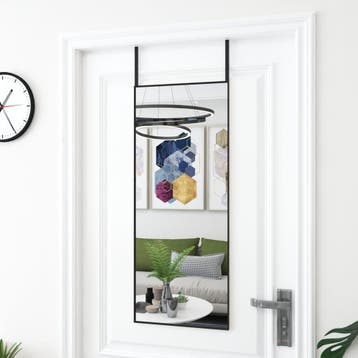 vidaXL Deurspiegel 40x100 cm glas en aluminium zwart, Huis en Inrichting, Woonaccessoires | Spiegels, Verzenden, Nieuw