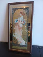 Spiegel - Glas, Hout - Naar Alphonse Mucha, Antiek en Kunst