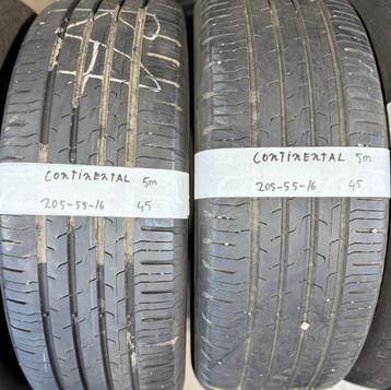 2x 205-55-16 Continental Zomer 2x 5mm €45 Per Band 205 55 16, Ophalen, Gebruikt, 16 inch, 205 mm