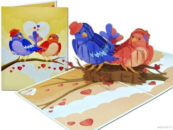 Love Birds Liefde Valentijn Samenwonen pop-up wenskaart, Verzenden, Nieuw