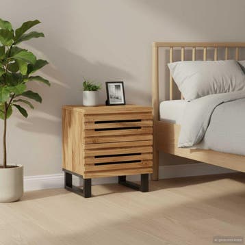 vidaXL Nachtkastjes 2 st 40x34x46 cm massief ruw mangohout, Minder dan 45 cm, Verzenden, Nieuw, Minder dan 55 cm