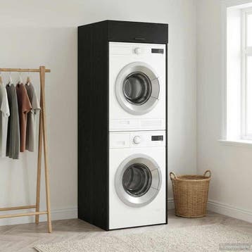 vidaXL Wasmachinekast Zwart Eiken 67,5 x 68 x 200 cm Bewerkt, Verzenden, Nieuw