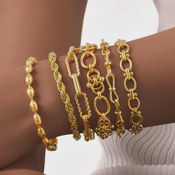 Gouden Roestvrij Staal Chunky Schakelarmband voor Dames - Wa, Kleding | Dames, Verzenden, Nieuw