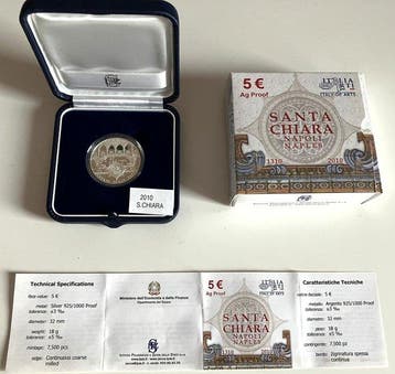 Italië. 5 Euro 2010 Santa Chiara - Napoli Proof (Zonder