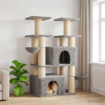 vidaXL Kattenboom met sisal krabpalen Lichtgrijs 147 cm 2 st, Verzenden, Nieuw