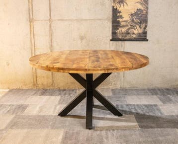 Ronde mango eettafel naturel Spider 130 cm (diameter), Ophalen of Verzenden, Nieuw