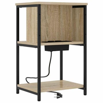 vidaXL Nachtkastje Sonoma Eiken 38 x 31 x 61 cm Bewerkt hout, Minder dan 45 cm, Verzenden, Nieuw, 55 tot 70 cm