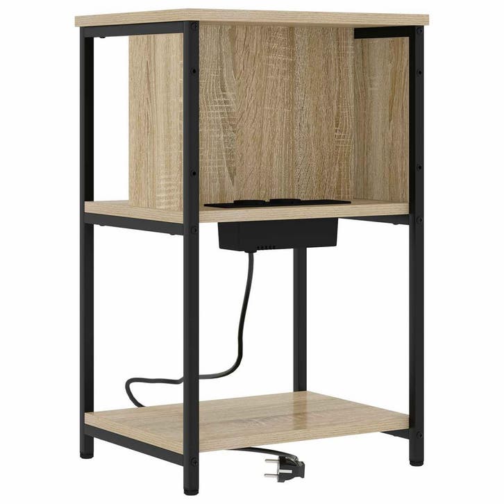 vidaXL Nachtkastje Sonoma Eiken 38 x 31 x 61 cm Bewerkt hout, Huis en Inrichting, Slaapkamer | Nachtkastjes, Nieuw, Minder dan 45 cm
