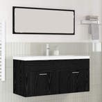vidaXL Badkamerkast Zwart Eiken 100 x 38,5 x 46 cm Bewerkt, Verzenden, Nieuw, (Half)hoge kast
