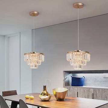 Luxe Kristallen Plafondlamp Goud - Moderne Hanglamp met LED, Verzenden, Nieuw